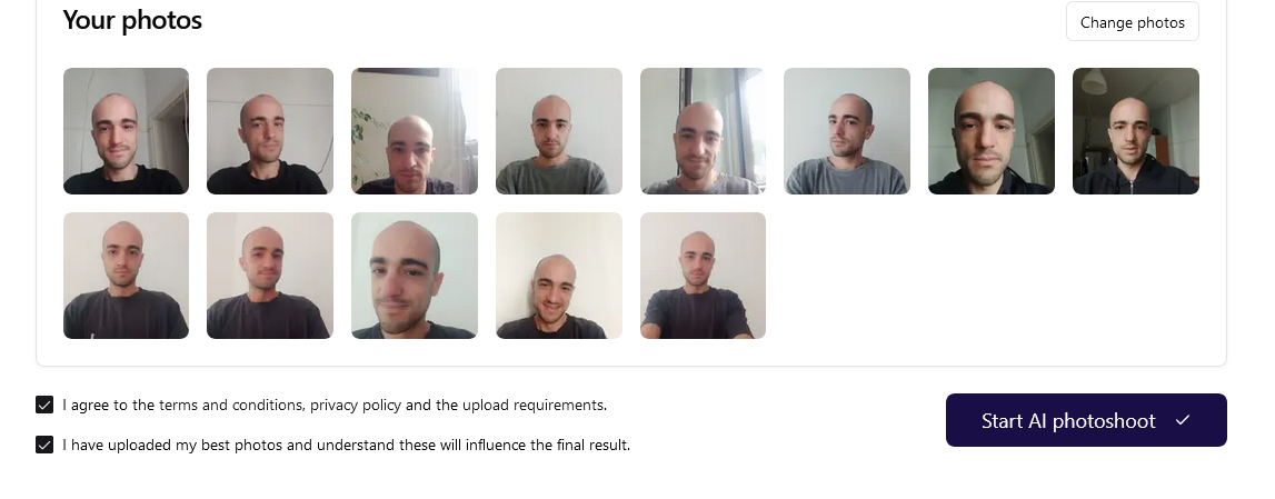 Final step before starting photoshoot.