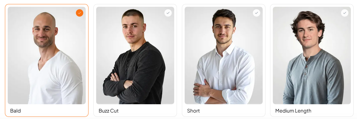 Hairstyle options on the Aragon AI headshot generator.