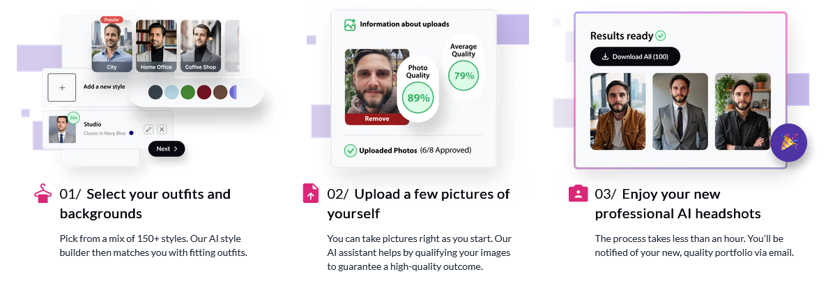 AI headshot generation on BetterPic.