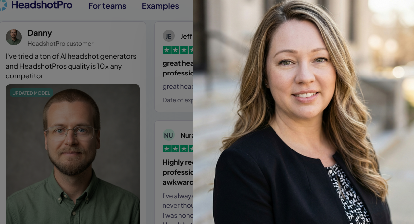 Two AI headshot examples by HeadshotPro.