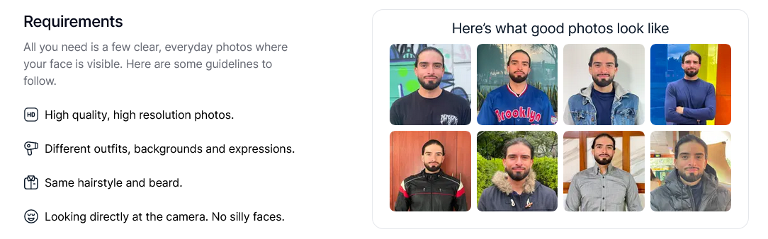 Users must upload 10 selfies to InstaHeadshots to generate AI headshots.